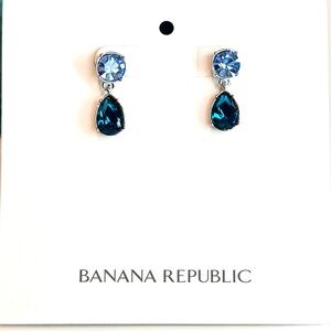 Banana Republic Blue Crystal Drop Earrings NWT